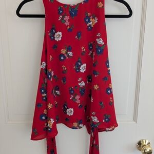 Floral Red Sleeveless Top